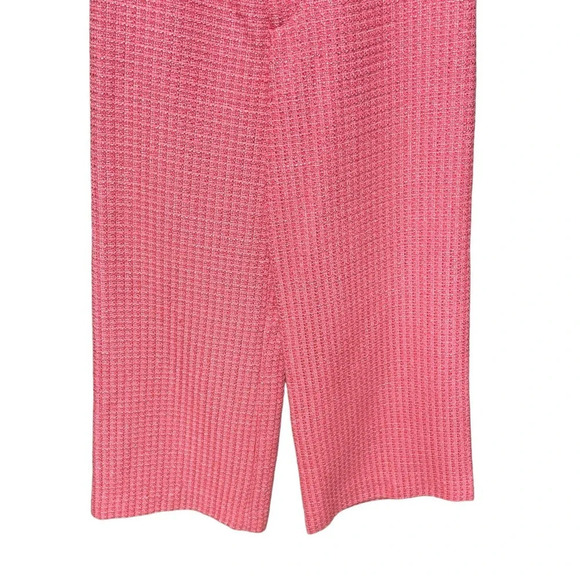 Zara Pants Cropped Fit Tweed Textured Wide Leg Trousers Pink Size Small - Picture 4 of 11